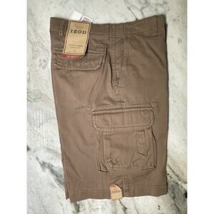 IZOD Shorts Mens 32 Brown Antique Washed Utility Cargo New With Tags NOS